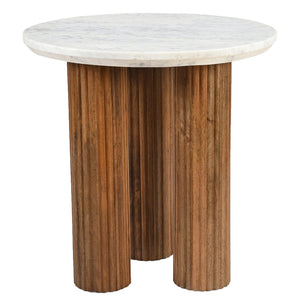 Worldwide Home Furnishings Jilsa-accent Table: Elegant Solid Mango Wood With Beveled Marble Top For Stylish Home Décor Walnut,White Solid Wood,Marble 501-551wal