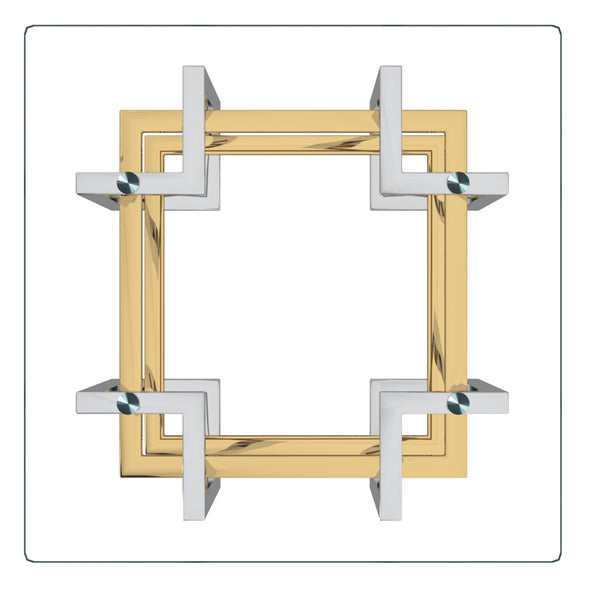 Worldwide Home Furnishings Florina-accent Table - Chic Silver & Gold Metal Glass Design, Geometric Style For Modern Spaces Silver,Gold Metal,Glass 501-561ch