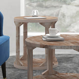 !nspire Avni Accent Table Distressed Natural Solid Wood