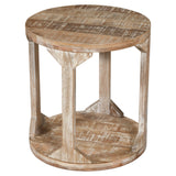 !nspire Avni Accent Table Distressed Natural Solid Wood