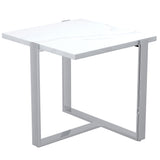 !nspire Veno Accent Table White/Silver Granite/Paper Veneer/Metal