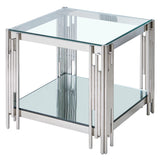 !nspire Estrel Accent Table Large Silver Metal/Glass