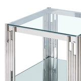 !nspire Estrel Accent Table Large Silver Metal/Glass