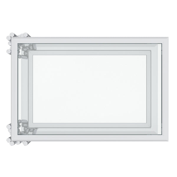 Worldwide Home Furnishings Estrel-accent Table: Contemporary Art-deco Design With Polished Metal Frame & Clear Glass Top Silver Metal,Glass 501-630ch_S