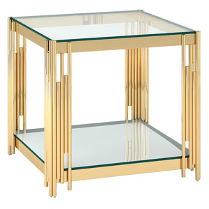 Worldwide Home Furnishings Estrel-accent Table – Contemporary Two-tier Glass-mirror Design For Stylish Living Room Or Bedroom Gold Metal,Glass 501-630gl_L