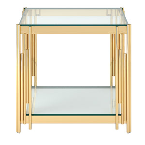 Worldwide Home Furnishings Estrel-accent Table – Contemporary Two-tier Glass-mirror Design For Stylish Living Room Or Bedroom Gold Metal,Glass 501-630gl_L