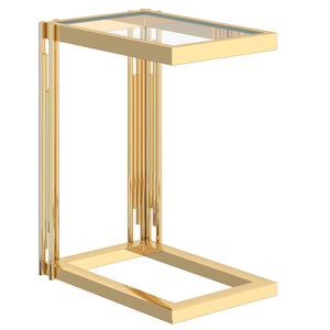 Worldwide Home Furnishings Estrel-accent Table: Contemporary Art-deco Design With Polished Metal Frame & Clear Glass Top Gold Metal,Glass 501-630gl_S