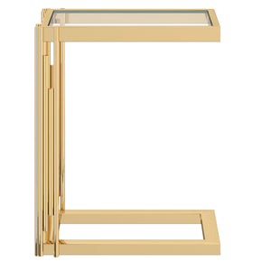 Worldwide Home Furnishings Estrel-accent Table: Contemporary Art-deco Design With Polished Metal Frame & Clear Glass Top Gold Metal,Glass 501-630gl_S