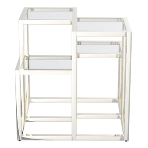 Worldwide Home Furnishings Casini-accent Table - Stylish Cluster Design With Polished Metal And Clear Glass For Any Space Silver Metal,Glass 501-632ch