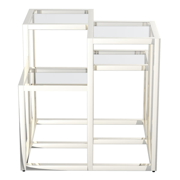 Worldwide Home Furnishings Casini-accent Table - Stylish Cluster Design With Polished Metal And Clear Glass For Any Space Silver Metal,Glass 501-632ch