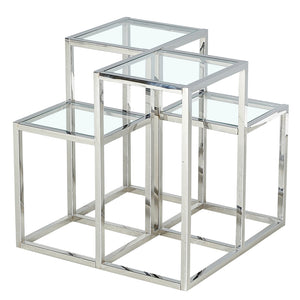 Worldwide Home Furnishings Casini-accent Table - Stylish Cluster Design With Polished Metal And Clear Glass For Any Space Silver Metal,Glass 501-632ch
