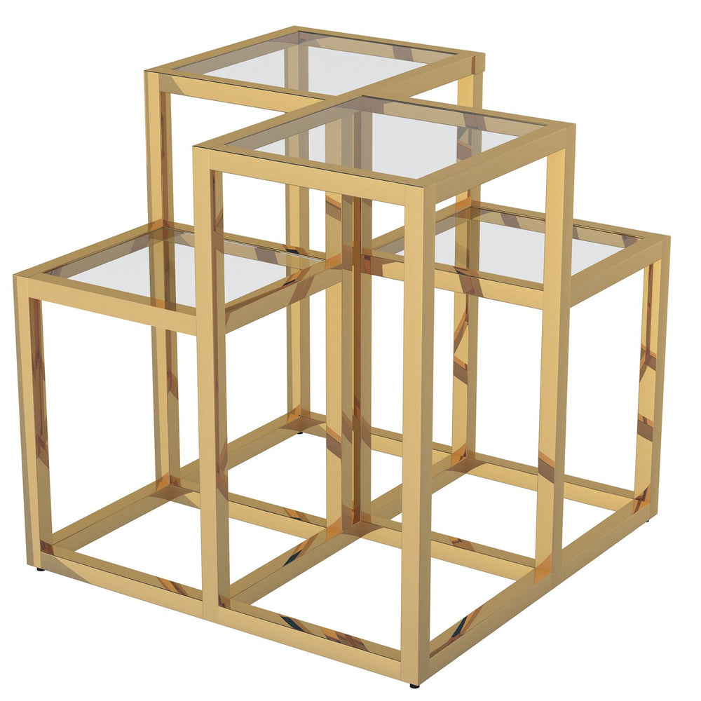 Worldwide Home Furnishings Casini-accent Table - Stylish Cluster Design With Polished Metal And Clear Glass For Any Space Gold Metal,Glass 501-632gl