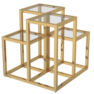 Worldwide Home Furnishings Casini-accent Table - Stylish Cluster Design With Polished Metal And Clear Glass For Any Space Gold Metal,Glass 501-632gl