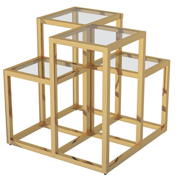 Worldwide Home Furnishings Casini-accent Table - Stylish Cluster Design With Polished Metal And Clear Glass For Any Space Gold Metal,Glass 501-632gl