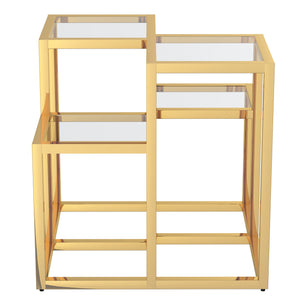 Worldwide Home Furnishings Casini-accent Table - Stylish Cluster Design With Polished Metal And Clear Glass For Any Space Gold Metal,Glass 501-632gl