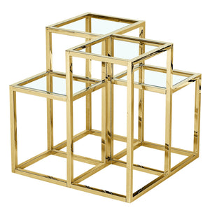 Worldwide Home Furnishings Casini-accent Table - Stylish Cluster Design With Polished Metal And Clear Glass For Any Space Gold Metal,Glass 501-632gl