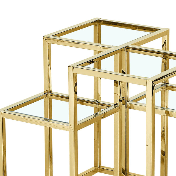 Worldwide Home Furnishings Casini-accent Table - Stylish Cluster Design With Polished Metal And Clear Glass For Any Space Gold Metal,Glass 501-632gl