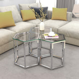 !nspire Fleur 3 Piece Accent Table Silver Metal/Glass