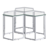 !nspire Fleur 3 Piece Accent Table Silver Metal/Glass
