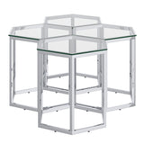 !nspire Fleur 4 Piece Accent Table Silver Metal/Glass