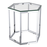 !nspire Fleur 4 Piece Accent Table Silver Metal/Glass