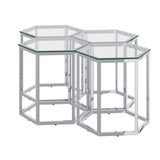 !nspire Fleur 4 Piece Accent Table Silver Metal/Glass