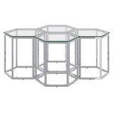 !nspire Fleur 4 Piece Accent Table Silver Metal/Glass