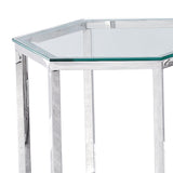 !nspire Fleur Accent Table Silver Metal/Glass