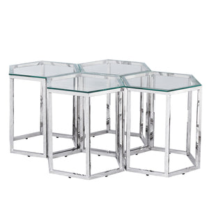Worldwide Home Furnishings Fleur-accent Table - Versatile Modular Design For Creative Layouts In Living Room Or Bedroom Spaces Silver Metal,Glass 501-635ch
