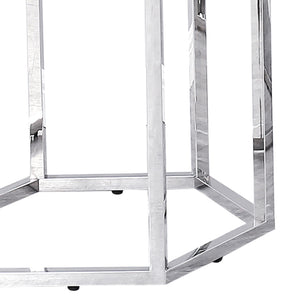 Worldwide Home Furnishings Fleur-accent Table - Versatile Modular Design For Creative Layouts In Living Room Or Bedroom Spaces Silver Metal,Glass 501-635ch
