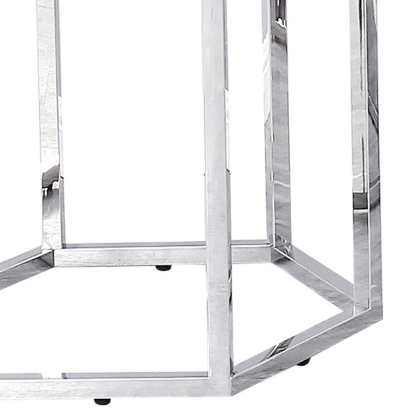 Worldwide Home Furnishings Fleur-accent Table - Versatile Modular Design For Creative Layouts In Living Room Or Bedroom Spaces Silver Metal,Glass 501-635ch