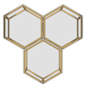 Worldwide Home Furnishings Fleur-3pc Modular Accent Table Set - Chic Gold Design For Versatile Layouts In Any Modern Space Gold Metal,Glass 501-635gl-3