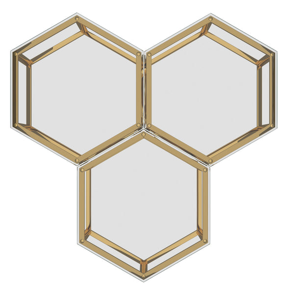 Worldwide Home Furnishings Fleur-3pc Modular Accent Table Set - Chic Gold Design For Versatile Layouts In Any Modern Space Gold Metal,Glass 501-635gl-3