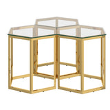 !nspire Fleur 3 Piece Accent Table Gold Metal/Glass