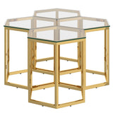 !nspire Fleur 4 Piece Accent Table Gold Metal/Glass