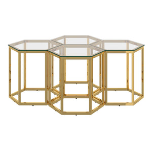 !nspire Fleur 4 Piece Accent Table Gold Metal/Glass