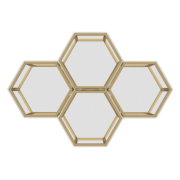 Worldwide Home Furnishings Fleur-4pc Modular Accent Table Set In Gold – Stylish, Contemporary Design For Creative Living Spaces Gold Metal,Glass 501-635gl-4