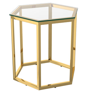 Worldwide Home Furnishings Fleur-accent Table - Versatile Modular Design For Creative Layouts In Living Room Or Bedroom Spaces Gold Metal,Glass 501-635gl