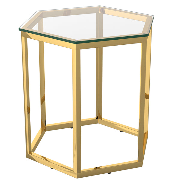 Worldwide Home Furnishings Fleur-accent Table - Versatile Modular Design For Creative Layouts In Living Room Or Bedroom Spaces Gold Metal,Glass 501-635gl