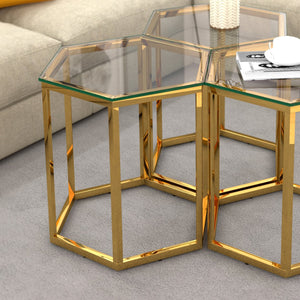 Worldwide Home Furnishings Fleur-accent Table - Versatile Modular Design For Creative Layouts In Living Room Or Bedroom Spaces Gold Metal,Glass 501-635gl
