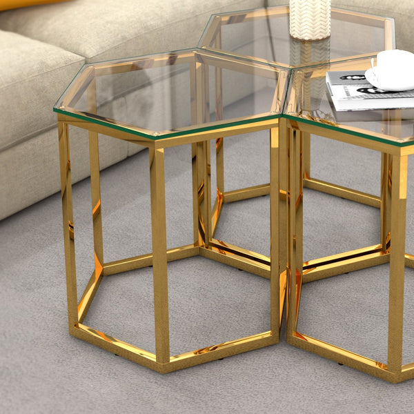 Worldwide Home Furnishings Fleur-accent Table - Versatile Modular Design For Creative Layouts In Living Room Or Bedroom Spaces Gold Metal,Glass 501-635gl