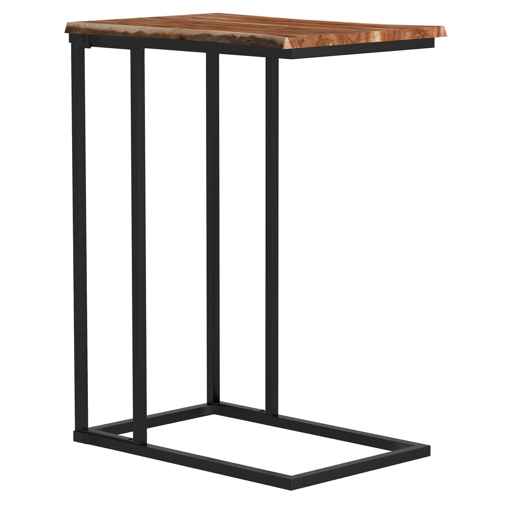 Worldwide Home Furnishings Jivin-accent C-style Table With Live Edge Solid Wood Top & Sturdy Black Iron Frame For Any Space Natural,Black Solid Wood,Iron 501-676nat