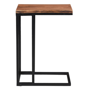 Worldwide Home Furnishings Jivin-accent C-style Table With Live Edge Solid Wood Top & Sturdy Black Iron Frame For Any Space Natural,Black Solid Wood,Iron 501-676nat