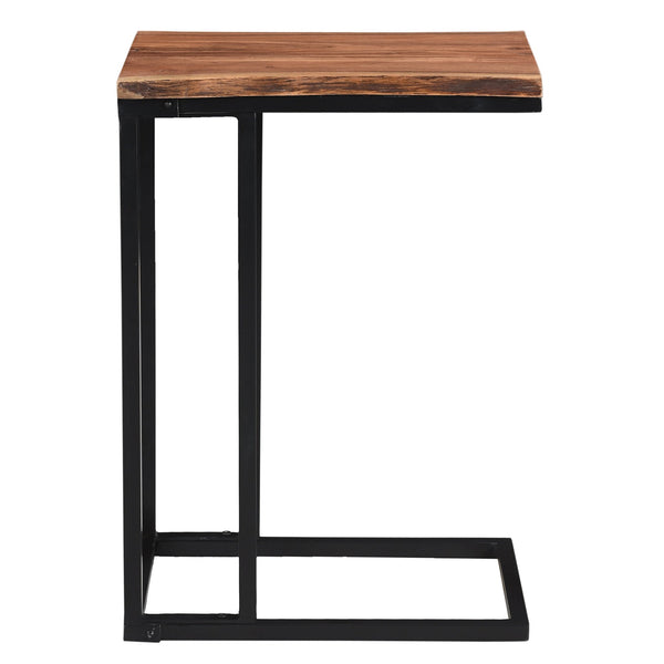 Worldwide Home Furnishings Jivin-accent C-style Table With Live Edge Solid Wood Top & Sturdy Black Iron Frame For Any Space Natural,Black Solid Wood,Iron 501-676nat