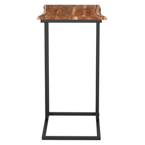 Worldwide Home Furnishings Jivin-accent C-style Table With Live Edge Solid Wood Top & Sturdy Black Iron Frame For Any Space Natural,Black Solid Wood,Iron 501-676nat