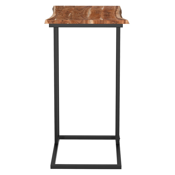 Worldwide Home Furnishings Jivin-accent C-style Table With Live Edge Solid Wood Top & Sturdy Black Iron Frame For Any Space Natural,Black Solid Wood,Iron 501-676nat
