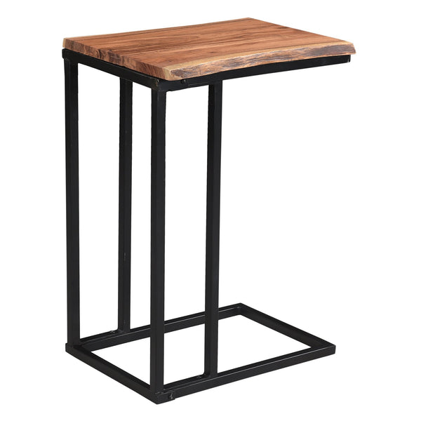 Worldwide Home Furnishings Jivin-accent C-style Table With Live Edge Solid Wood Top & Sturdy Black Iron Frame For Any Space Natural,Black Solid Wood,Iron 501-676nat