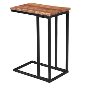 Worldwide Home Furnishings Jivin-accent C-style Table With Live Edge Solid Wood Top & Sturdy Black Iron Frame For Any Space Natural,Black Solid Wood,Iron 501-676nat