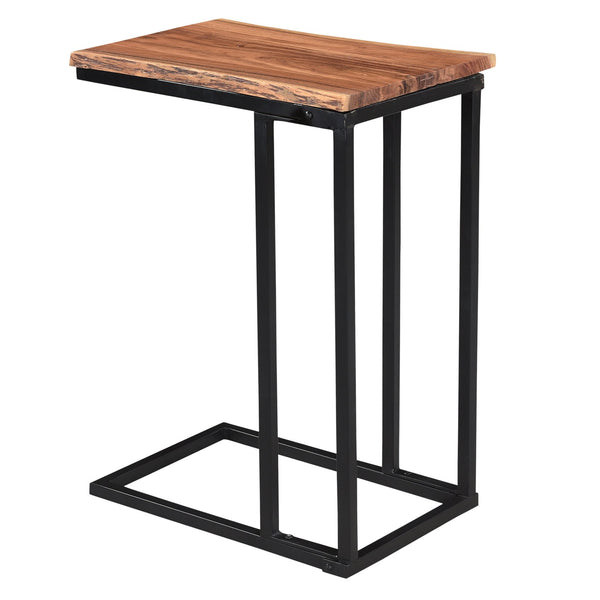 Worldwide Home Furnishings Jivin-accent C-style Table With Live Edge Solid Wood Top & Sturdy Black Iron Frame For Any Space Natural,Black Solid Wood,Iron 501-676nat