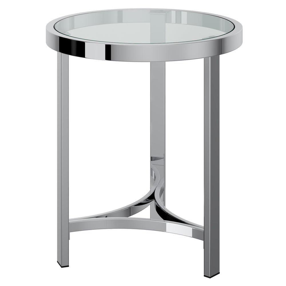 Worldwide Home Furnishings Strata-accent Stylish Round Chrome Table With Tempered Glass Top - Perfect For Any Space Decor! Chrome Metal,Glass 501-746